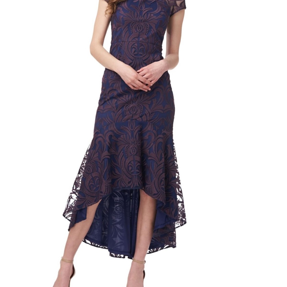 New Js Collection Navy Mesh Lined Cap Sleeve Even… - image 8